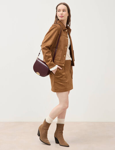 Blouson manches longues col classique marron femme