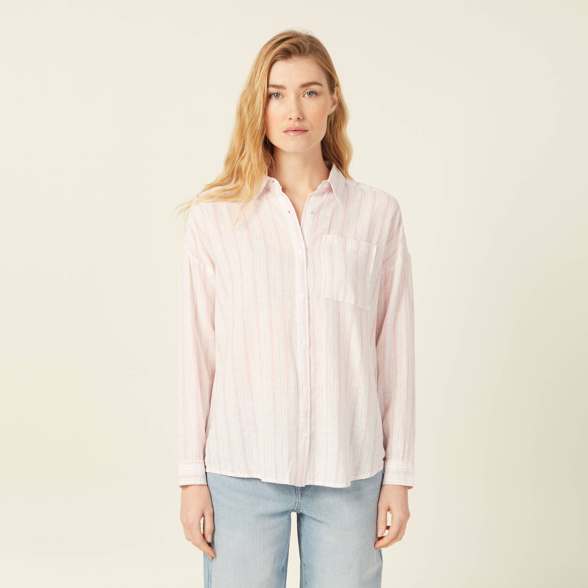 Chemise éco-responsable rose clair femme