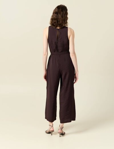 Combinaison pantalon large marron foncé femme
