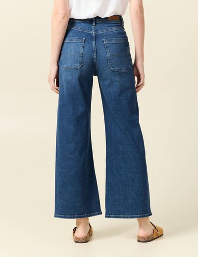 Jeans wide leg taille haute denim stone femme