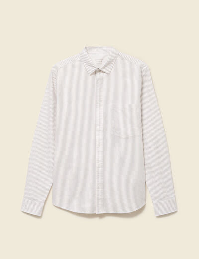 Chemise en coton manches longues beige homme