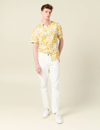 Chemise manches courtes fluide jaune fonc&eacute; homme