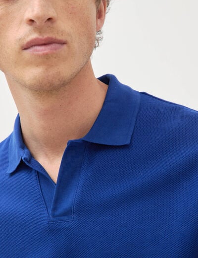 Polo cintr&eacute; manches courtes en coton bleu electrique homme
