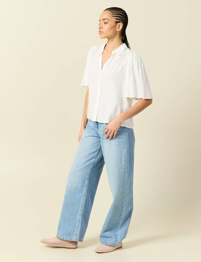 Chemise manches courtes ecru femme