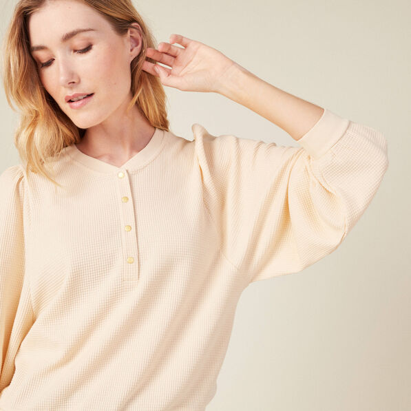 Sweat manches longues col en V creme femme