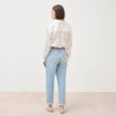 Jeans mom ceinture foulard denim bleach femme