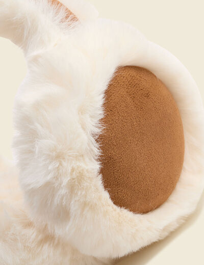 Cache-oreilles sherpa marron cognac femme
