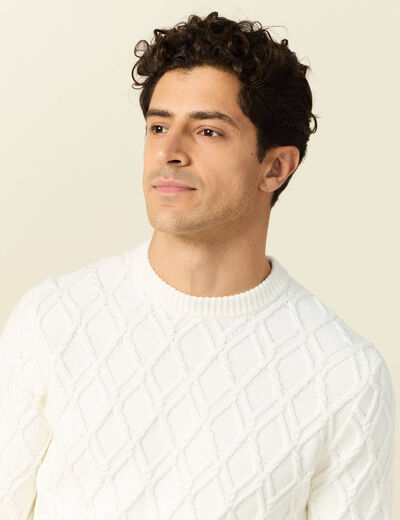 Pull manches longues blanc homme