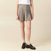 Short pliss&eacute; taille haute fluide marron femme