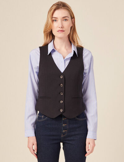 Veston boutonné noir femme