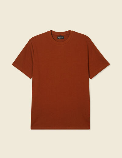 T-shirt manches courtes marron cognac homme
