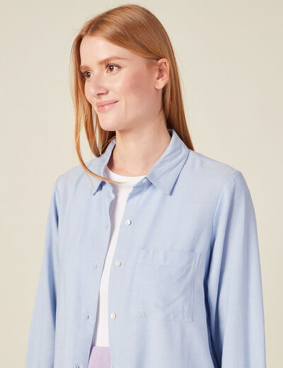 Chemise manches longues bleu gris femme