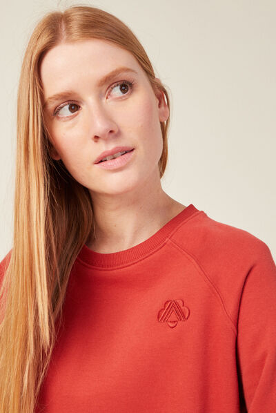 Sweat manches longues orange foncé femme