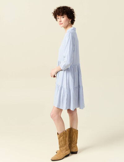 Robe patineuse boutonnée ecru femme