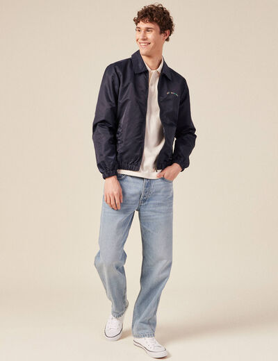 Veste broderie bas resserr&eacute; bleu marine homme