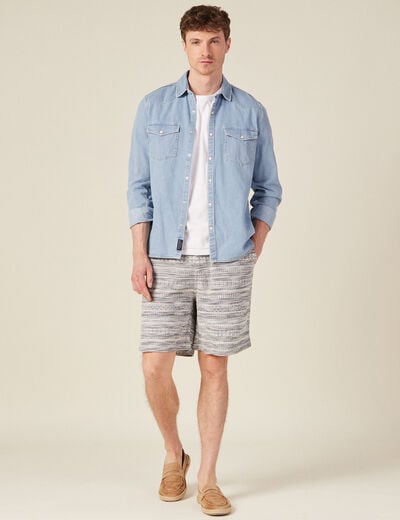 Bermuda droit taille élastique vert canard homme