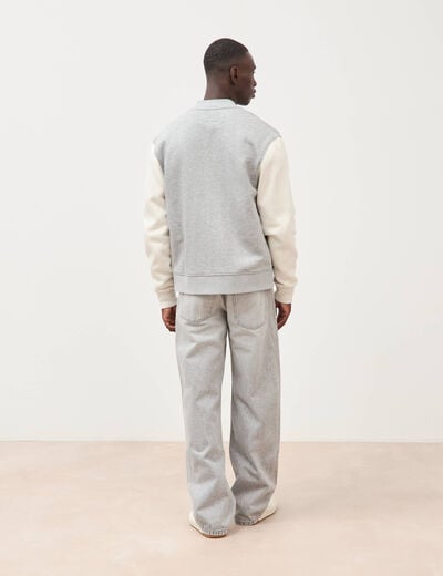 Sweat manches longues brod&eacute; gris clair homme