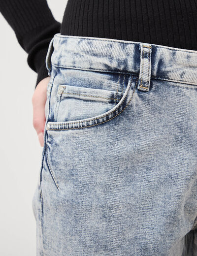 Jeans girlfriend 5 poches denim snow bleu femme