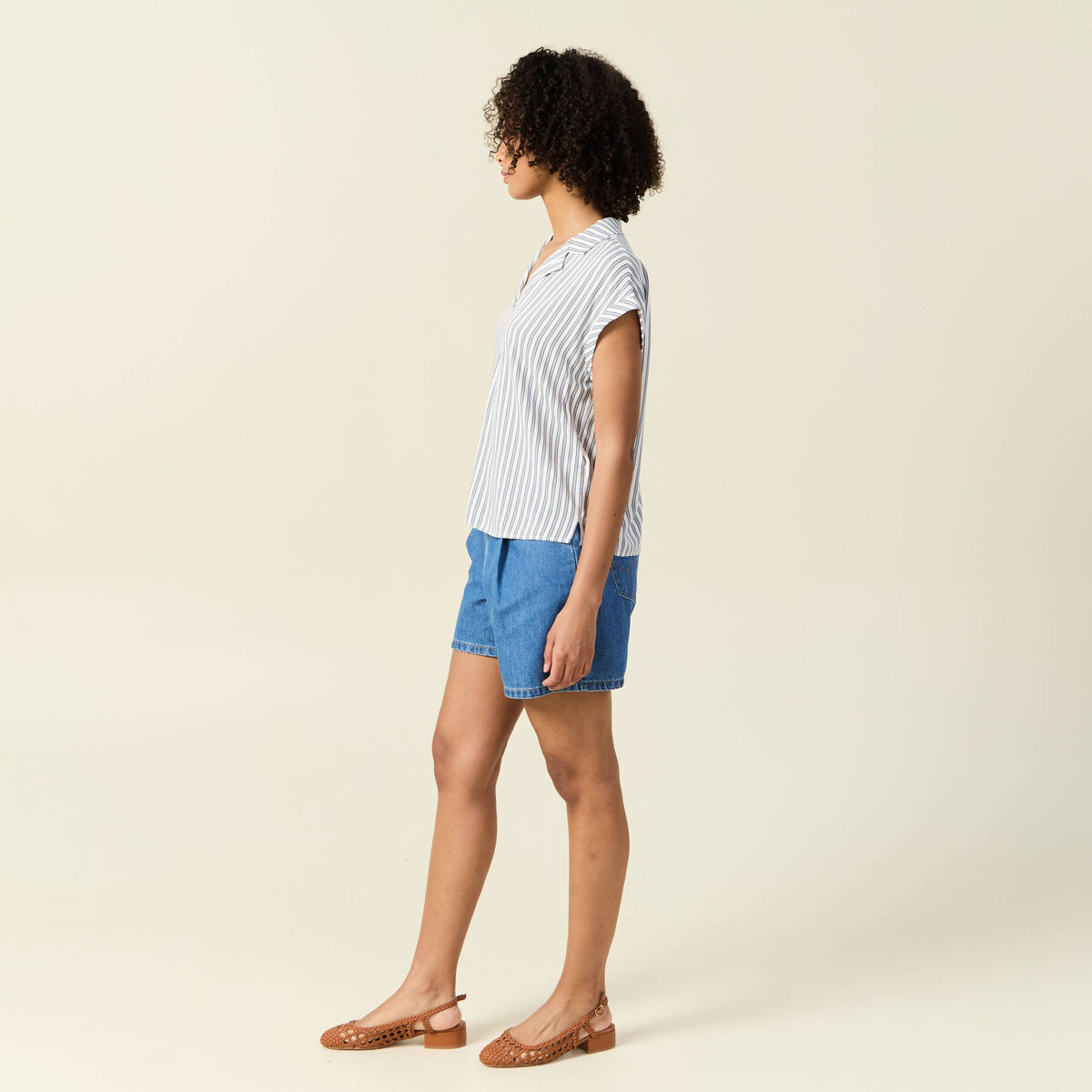 Blouse éco-responsable bleu foncé femme