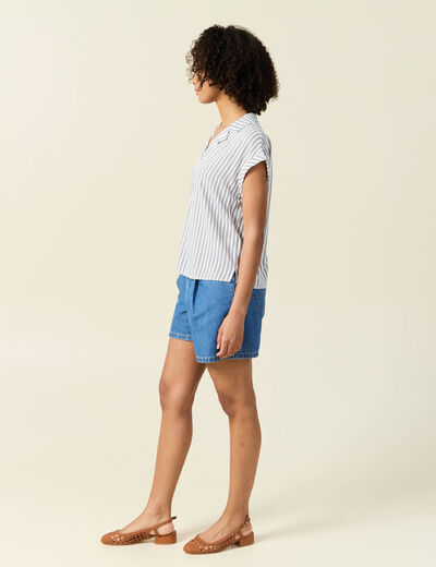 Blouse éco-responsable bleu foncé femme