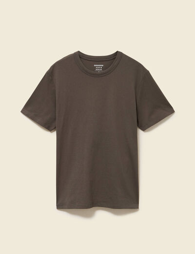 T-shirt en coton manches courtes vert fonc&eacute; homme