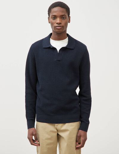 Pull manches longues bleu marine homme