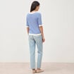 Pull droit court manches courtes bleu electrique femme