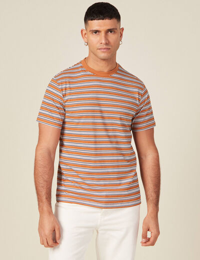 T-shirt manches courtes marron clair homme