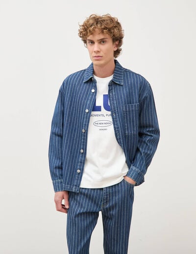 Surchemise oversize en jeans coton denim stone homme