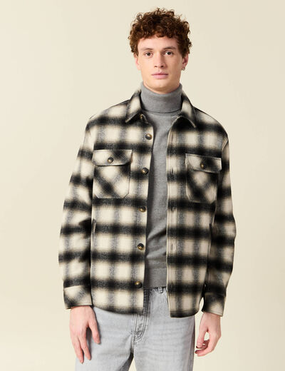 Surchemise oversize courte doublée vert kaki homme