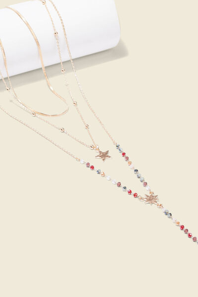 Collier multirangs couleur or femme
