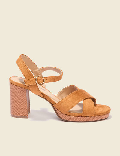 Sandales à talons suédine camel femme