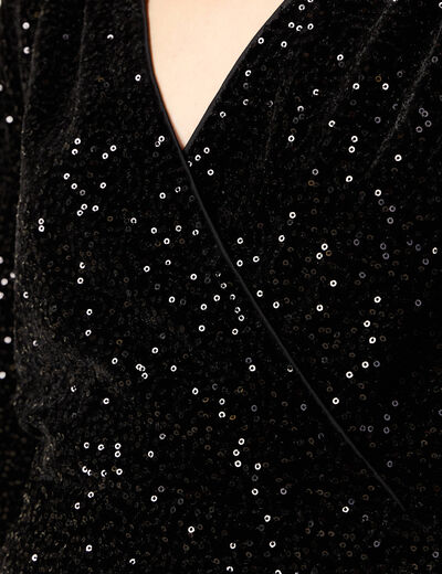 Robe cintrée sequins noir femme