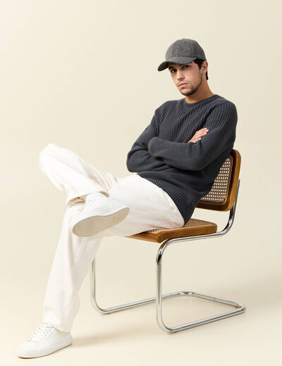 Pull manches longues fabriqué en France vert foncé homme