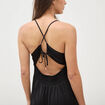 Robe satin&eacute;e bretelles col v noir femme