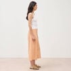 Pantalon large taille haute 3/4 en coton orange abricot femme