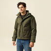 Parka droite courte &agrave; capuche vert kaki homme