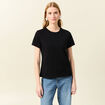 T-shirt cintr&eacute; col rond manches courtes noir femme
