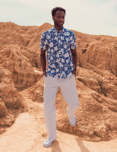 Chemise manches courtes bleu homme