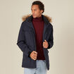 Parka droite à capuche bleu foncé homme