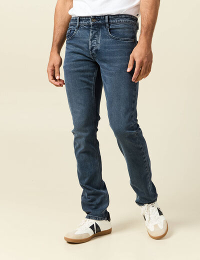 Jeans straight 5 poches denim blue black homme