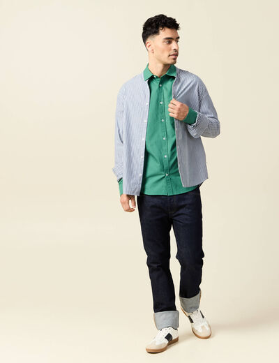 Chemise manches longues bleu marine homme
