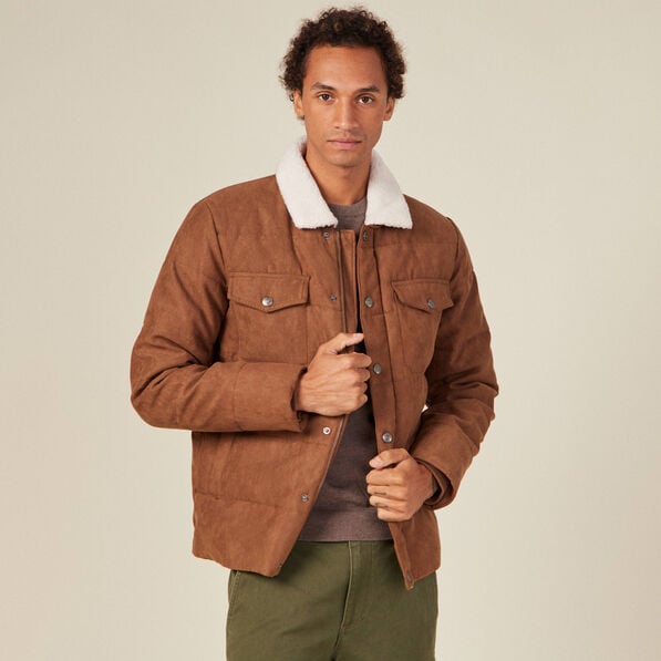 doudoune suedine droite marron homme Doudoune suédine droite marron homme