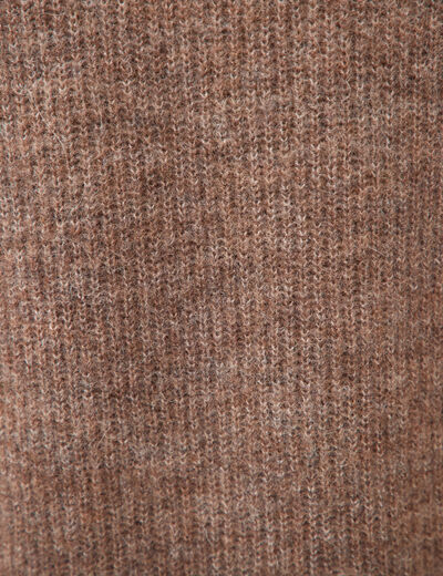 Pull droit col rond manches longues marron femme