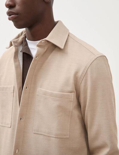 Surchemise droite col am&eacute;ricain beige homme