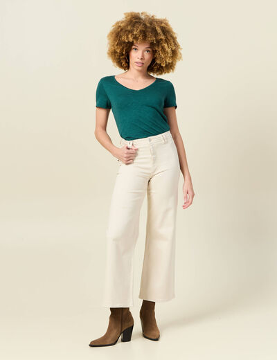 T-shirt manches courtes vert canard femme