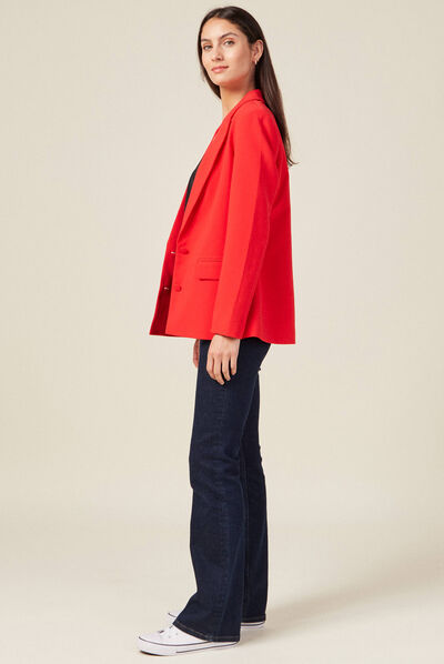 Veste esprit blazer cintrée rouge foncé femme