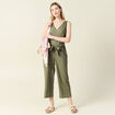 Combinaison pantalon col en V vert kaki femme