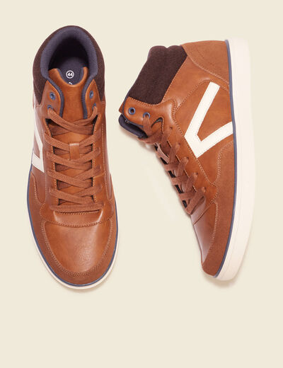 Baskets montantes à lacets marron foncé homme
