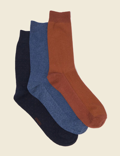 Lot de 3 paires de chaussettes marron cognac homme